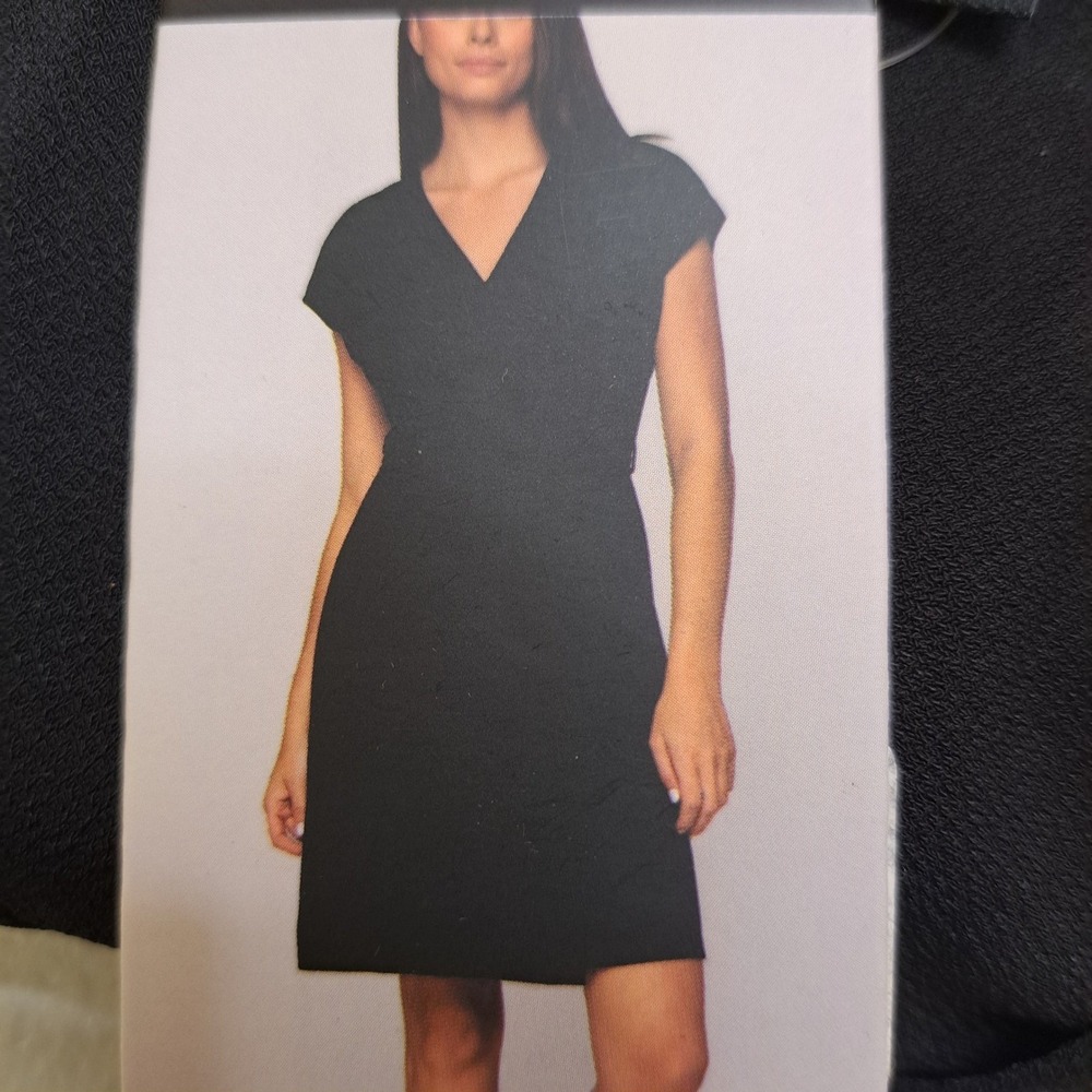 Nicole MIller Original Womens Dress S Black NWT Wrap V-Neck Tie Waist 1907-350